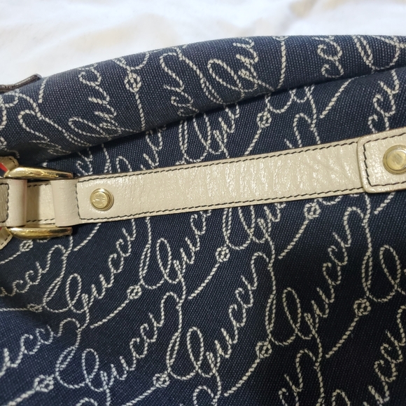 GUCCI RARE BAG VINTAGE NAVY PURSE WHITE LEATHER - Picture 10 of 16